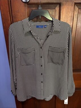 Apt. 9 Black and White Houndstooth Button-Front Shirt
